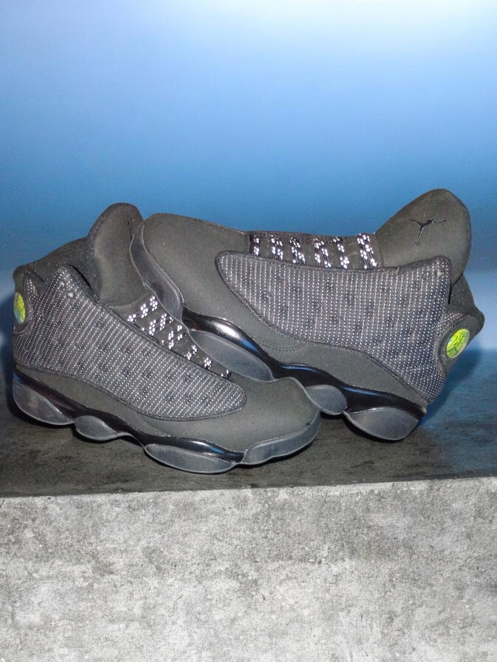 Jordan 13 Retro Black Reflector  Men’s Sneakers with Neon Accent